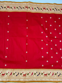 Thumbnail for Banarasi Katan Silk Paithani Saree | Red | Handwoven | Silk Mark Certified | Ships from California