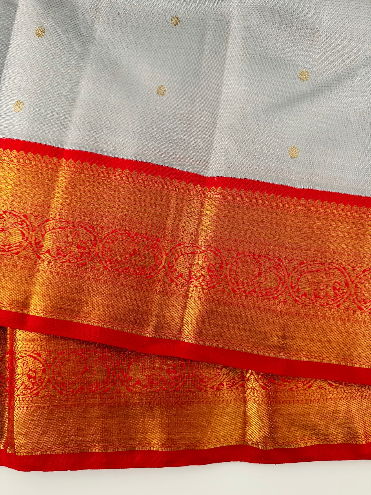 Exclusive Kanchivaram Korvai Pure Silk Pure Zari Silk Saree | Light Steel Blue | Gold Zari | Handwoven | Ships from California