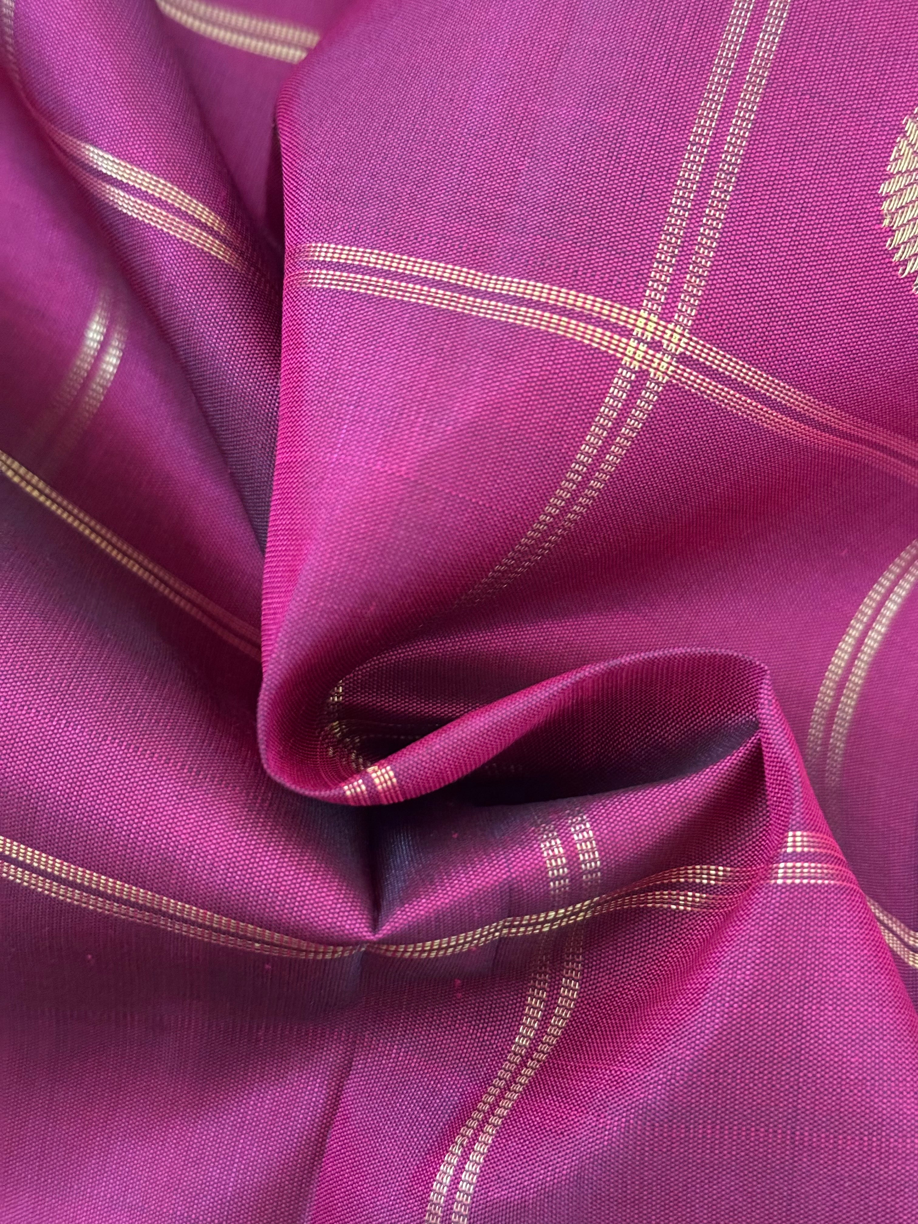 Borderless Kanchivaram Korvai Pure Silk Pure Zari Silk Saree | Maroon & Turquoise | Gold Zari | Handwoven | Ships from California