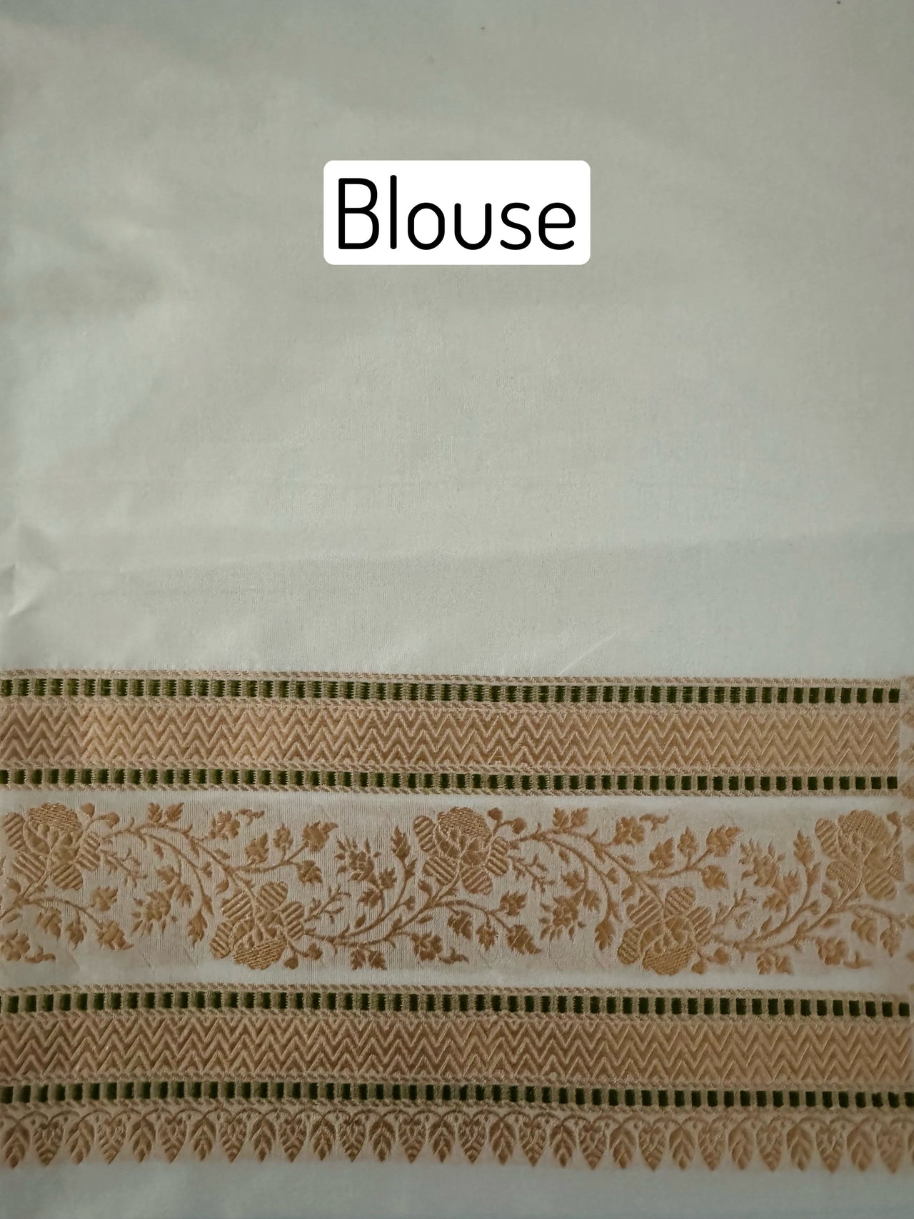 Banarasi Katan Silk Saree | Off-White | Gold Zari | Handwoven | Silk Mark Certified | Ships from California