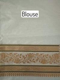 Thumbnail for Banarasi Katan Silk Saree | Off-White | Gold Zari | Handwoven | Silk Mark Certified | Ships from California