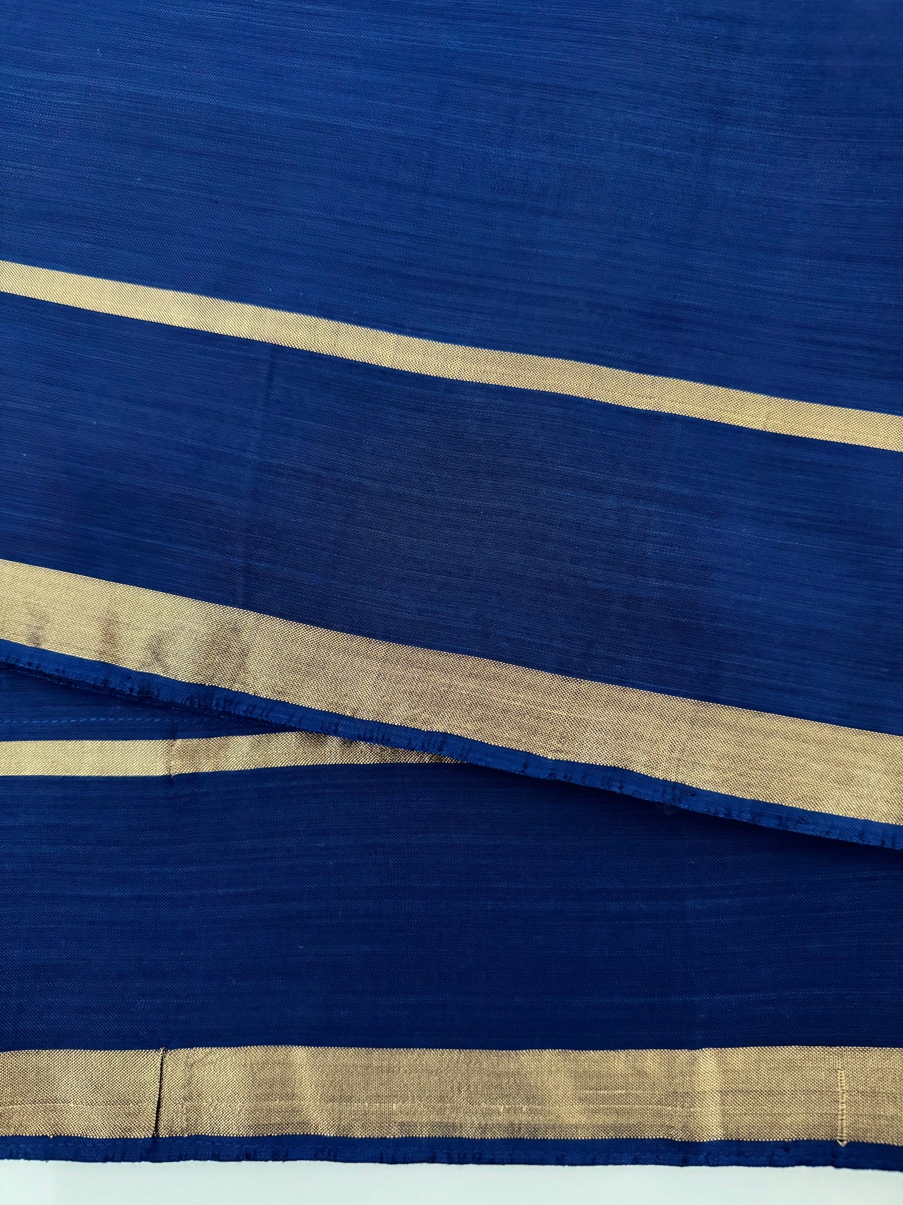 ShopNaya Exclusive | Handwoven | Pure Cotton Saree | Jamdani Weave | No Blouse | Royal Blue | Gold Zari | Ships from California