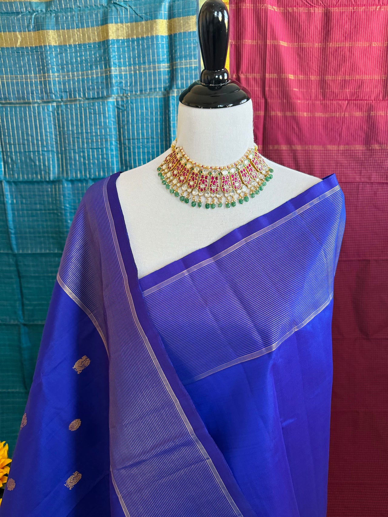 Kanchivaram Pure Zari Pure Silk Saree | Royal Blue | Gold Zari | Handwoven | Ships from California