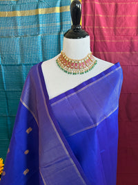 Thumbnail for Kanchivaram Pure Zari Pure Silk Saree | Royal Blue | Gold Zari | Handwoven | Ships from California