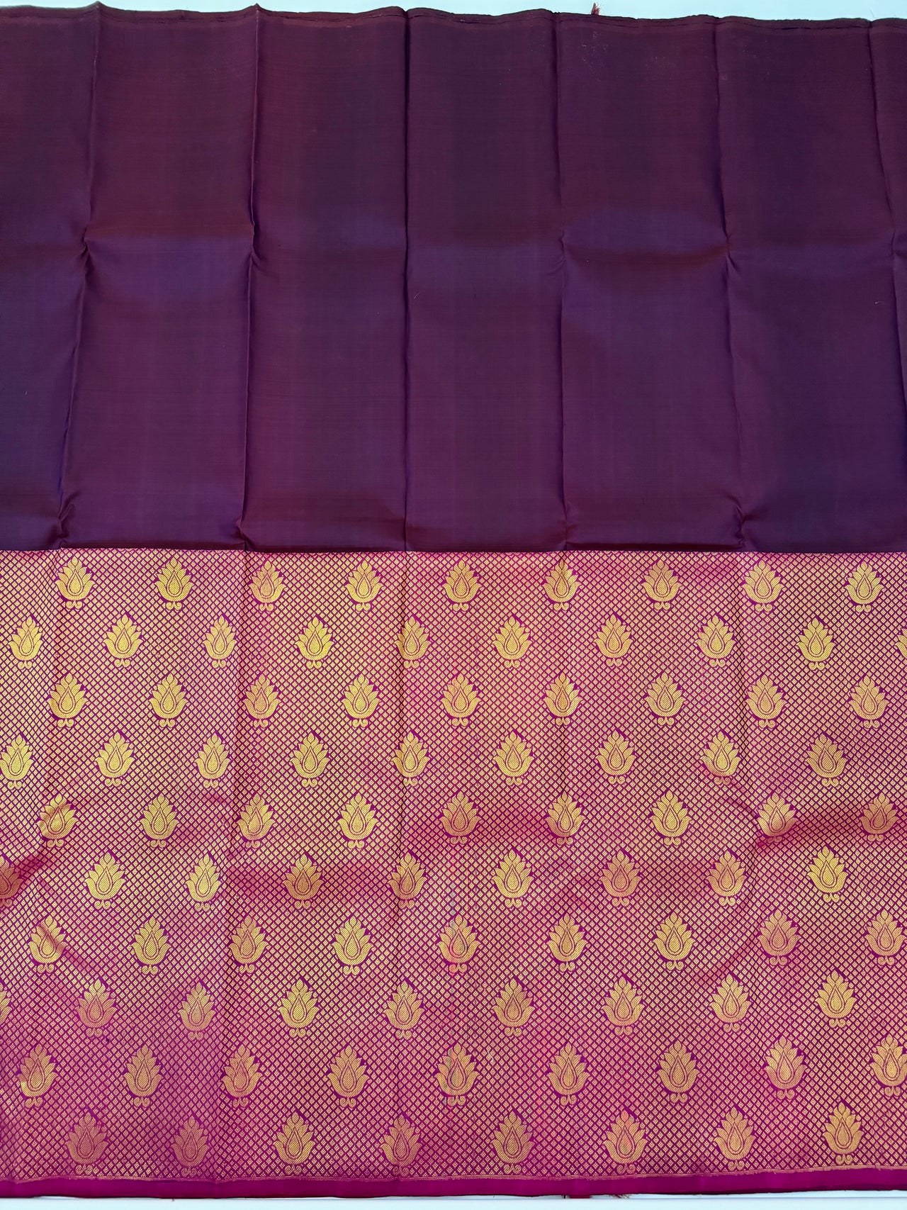 Kanchipuram korvai silk saree | Half & Half | Purple | Handwoven | Ships from California