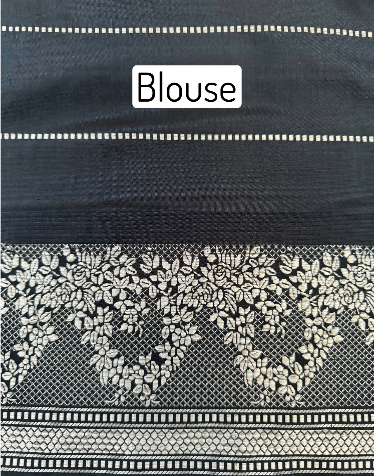 Banarasi Katan Pure Silk Saree | Black | Silver Zari | Handwoven | Silk Mark Certified | Ships from California