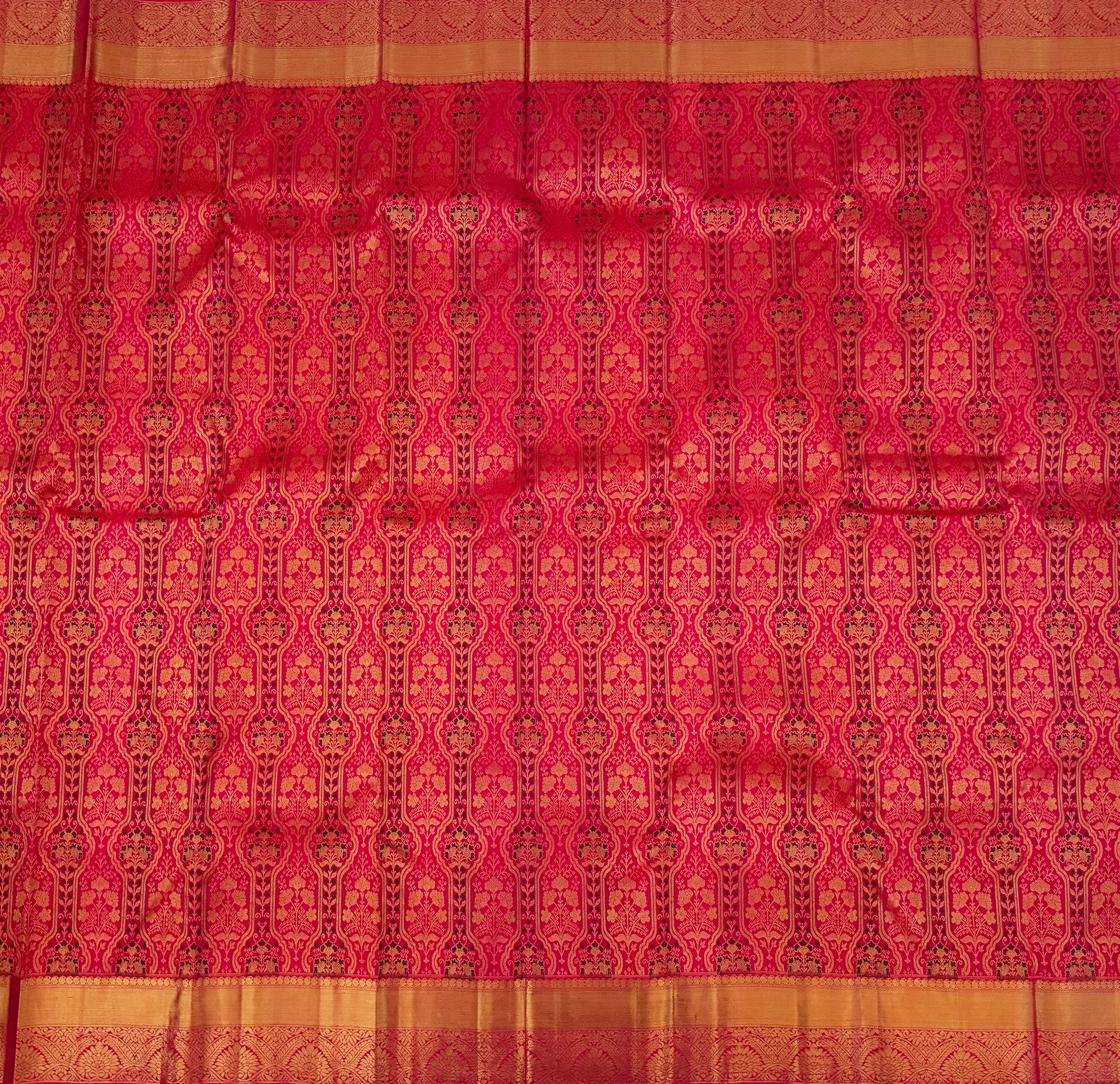 Kanchivaram Pure Silk Pure Zari Brocade Saree | Pink | Gold Zari | Handwoven | Ships from California