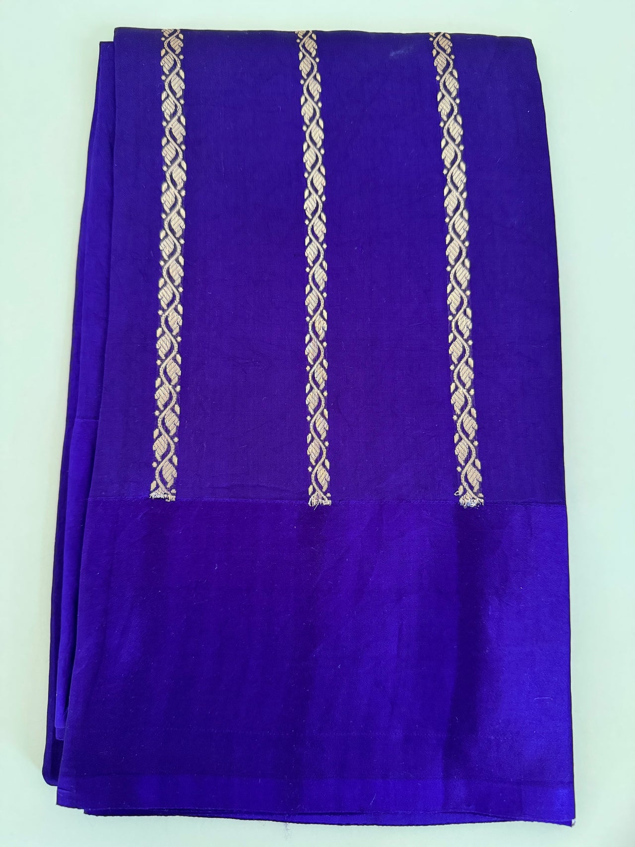 Mango Silk Saree from Banaras | Deep Purple | Satin Border | Silver & Gold Zari | Handwoven | Silk Mark Certified | Ships from California