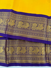 Thumbnail for Exclusive Kanchivaram Korvai Pure Silk Pure Zari Silk Saree | Mango Yellow & Purple | Gold Zari | Handwoven | Ships from California