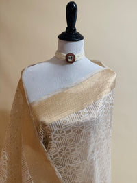 Thumbnail for Banarasi Kora Tissue Organza Silk Saree | Golden Color | Gold Zari | Cut Work | Handwoven | Ships from California