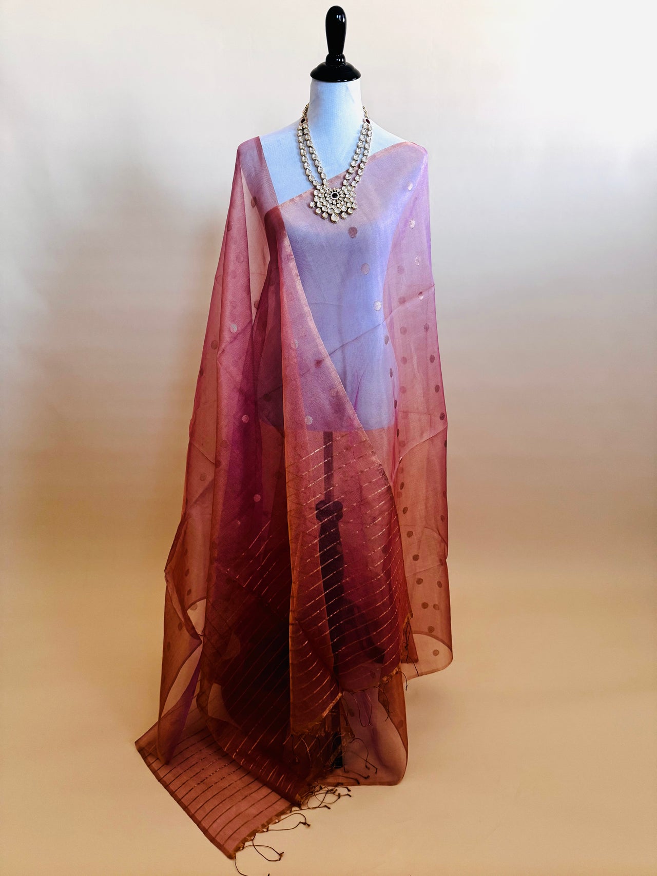 Nia - ShopNaya Exclusive | Handwoven | Silk Organza | Metallic Colors | Gold Zari | Ships from California