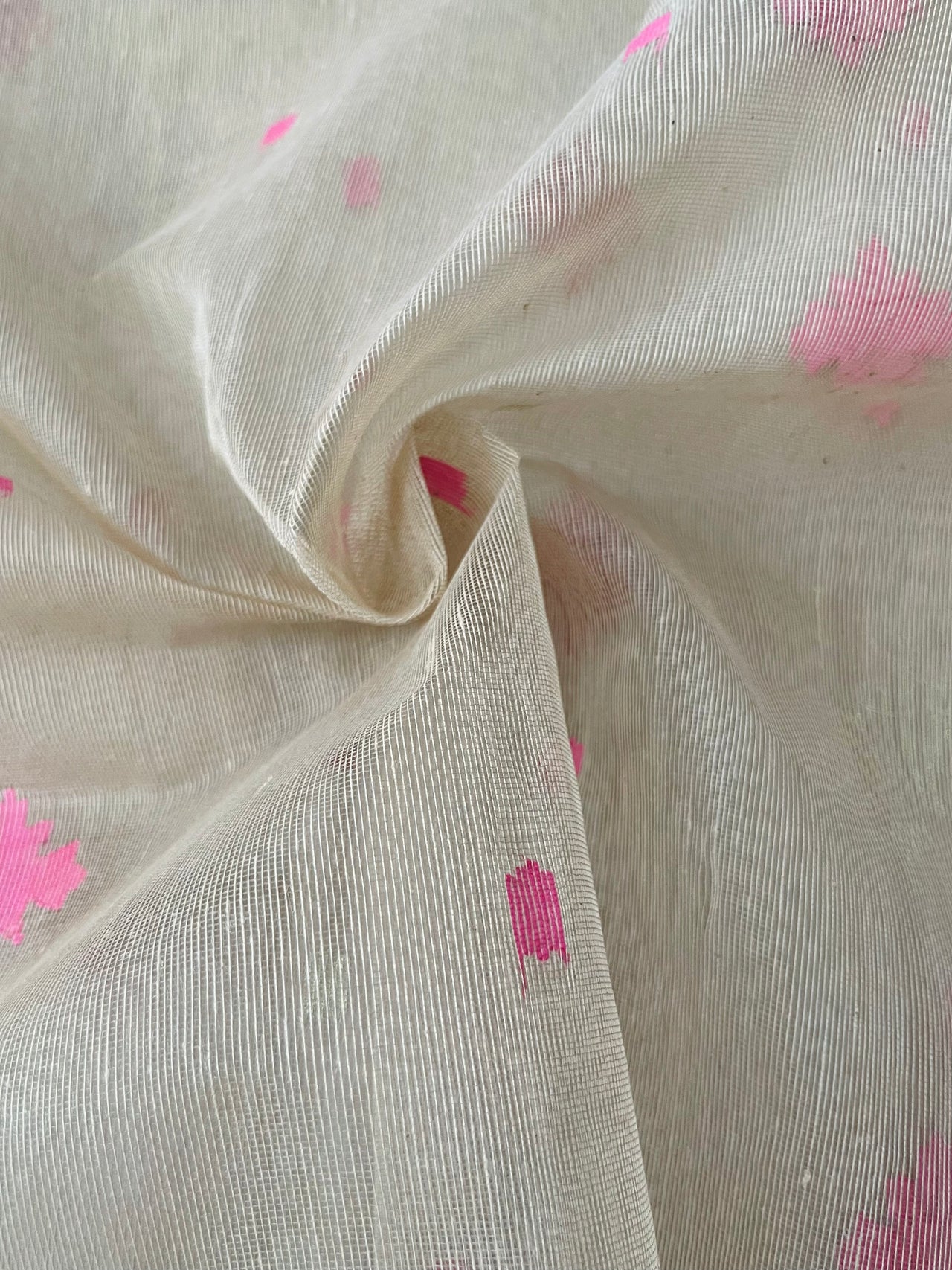 Authentic Dhakai Jamdani Muslin Saree from Bangladesh | Handwoven | Pink | Gold and Pink Thread Work | Ships from California