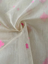 Thumbnail for Authentic Dhakai Jamdani Muslin Saree from Bangladesh | Handwoven | Pink | Gold and Pink Thread Work | Ships from California