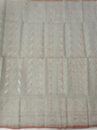 Thumbnail for Authentic Dhakai Jamdani Muslin Saree from Bangladesh | Handwoven | Silver Gray | Ships from California