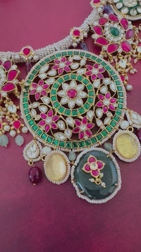 Ahmedabadi Kundan Statement Jewelry | Semi-Precious Stones | Brass Base | Gold Plated | Silver Foil | Free Shipping | Ships from California