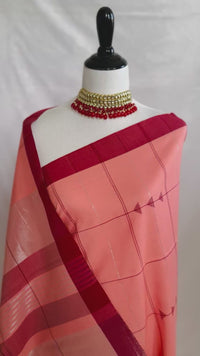 ShopNaya Exclusive | Handwoven | Cotton Saree | Jamdani Weave | No Blouse | Blended Silver Zari | Handloom Mark | Ships from California