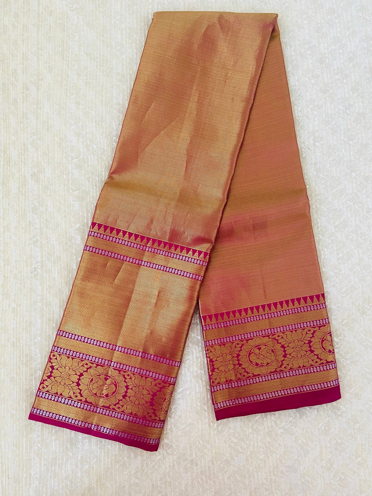 Kanchipuram/Kanchivaram handloom pure tissue silk saree | double shade |  Silk Mark | Ships from California