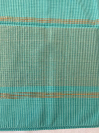 Thumbnail for Mangalgiri Handwoven Cotton Saree | Aqua | Ships from California