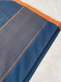 Thumbnail for Mangalgiri Handwoven Cotton Saree | Blue & Maroon | Ships from California