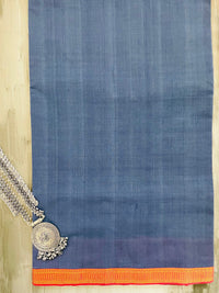 Thumbnail for Mangalgiri Handwoven Cotton Saree | Blue & Maroon | Ships from California