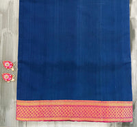 Thumbnail for Mangalgiri Handwoven Cotton Saree | Navy Blue | Ships from California