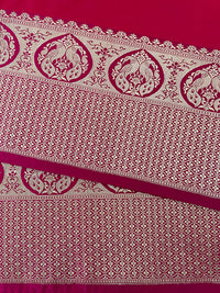 Thumbnail for Banarasi Katan Silk Saree | Red & Pink (Dual Shade) |  Handwoven | Silk Mark | Ships from California