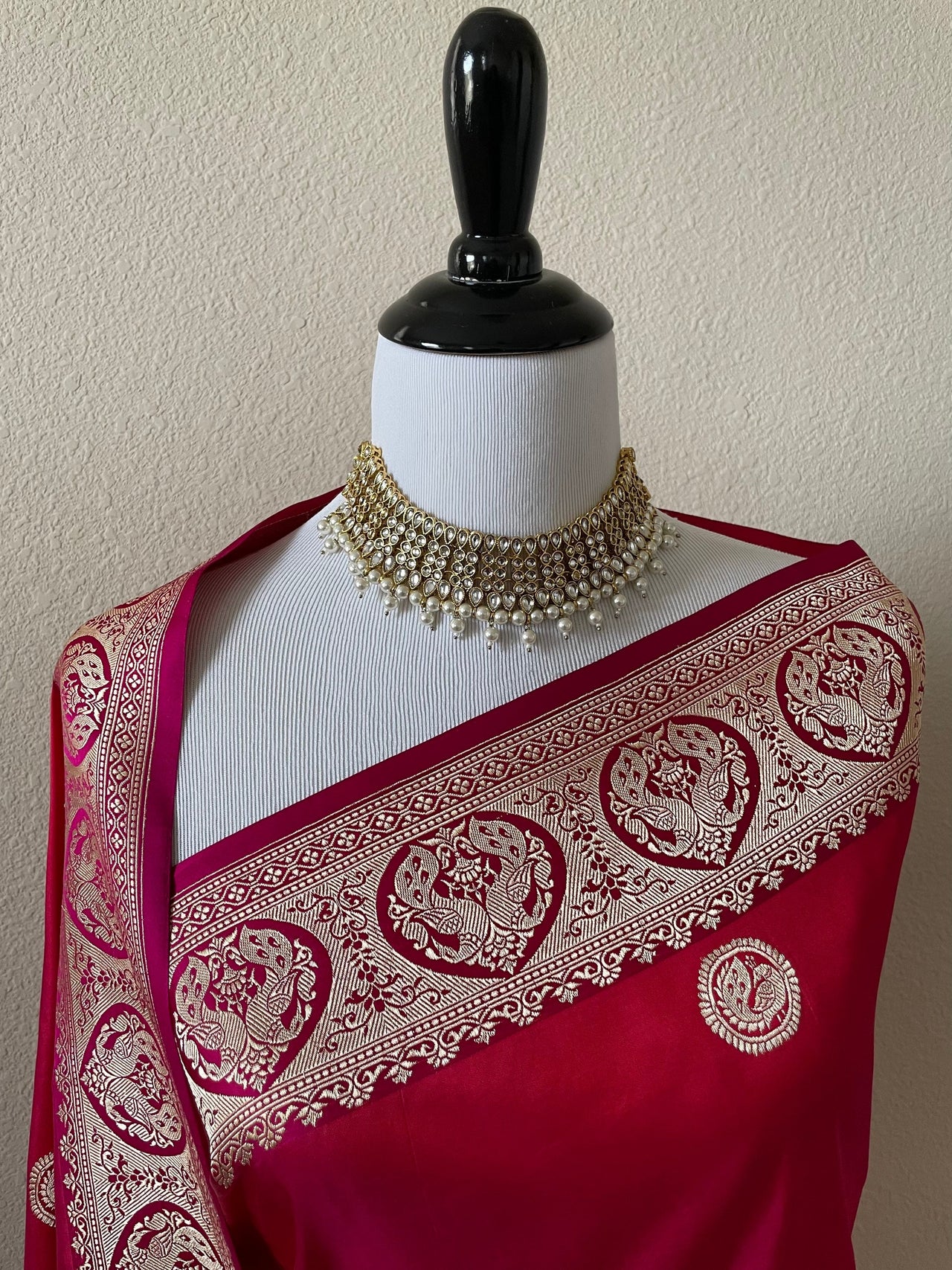 Banarasi Katan Silk Saree | Red & Pink (Dual Shade) |  Handwoven | Silk Mark | Ships from California