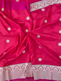 Thumbnail for Banarasi Katan Silk Saree | Red & Pink (Dual Shade) |  Handwoven | Silk Mark | Ships from California