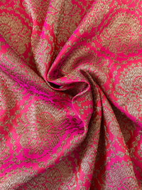 Thumbnail for Banarasi Katan Silk Saree | Pink with Orange Cross Shade | Antique Zari | Handwoven | Silk Mark | Ships from California