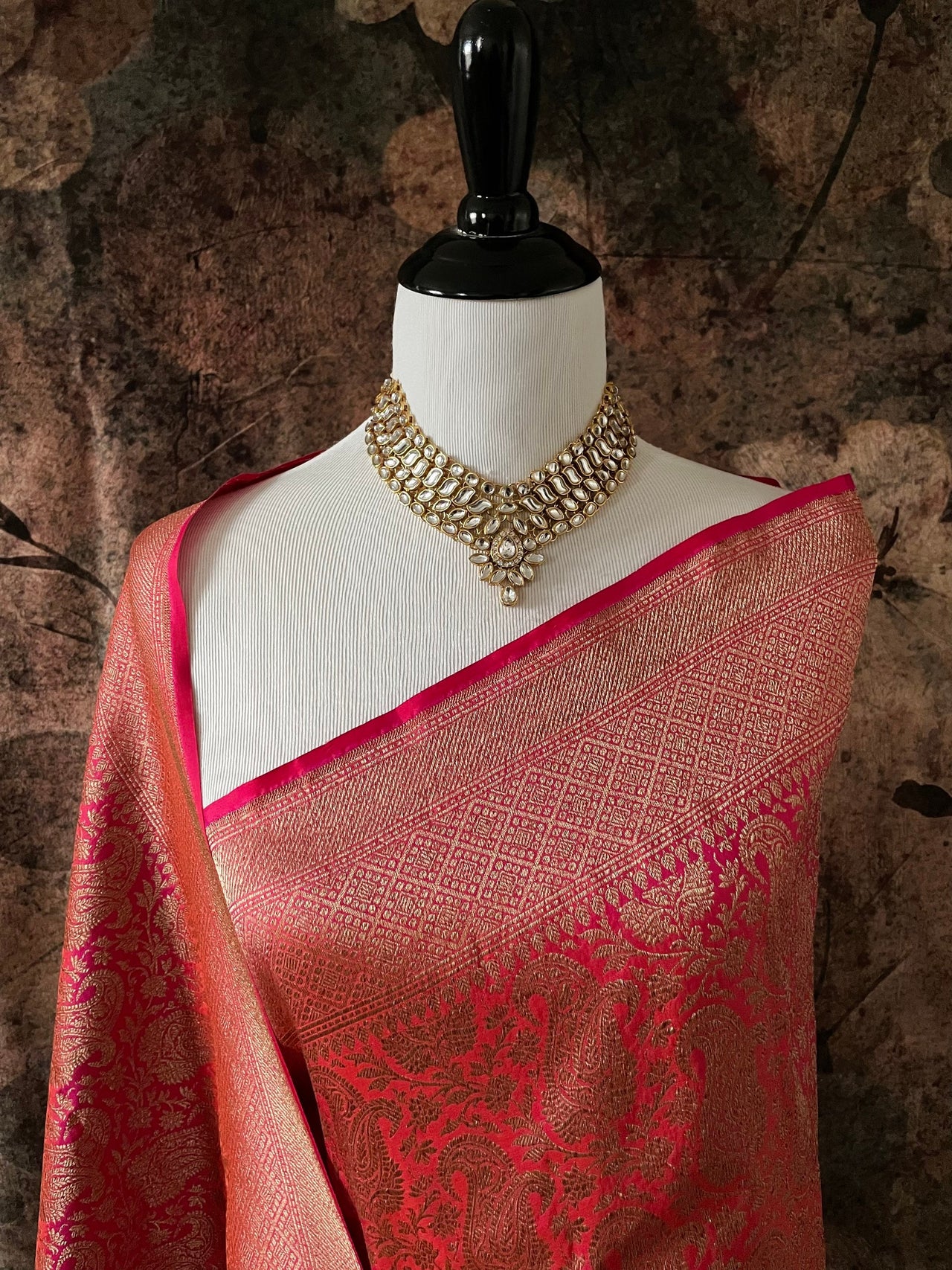 Banarasi Katan Silk Saree | Magenta or Rani Pink | Antique Zari | Handwoven | Silk Mark | Ships from California