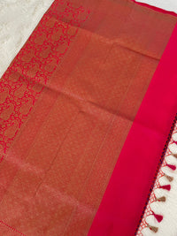 Thumbnail for Banarasi Katan Silk Saree | Magenta or Rani Pink | Antique Zari | Handwoven | Silk Mark | Ships from California