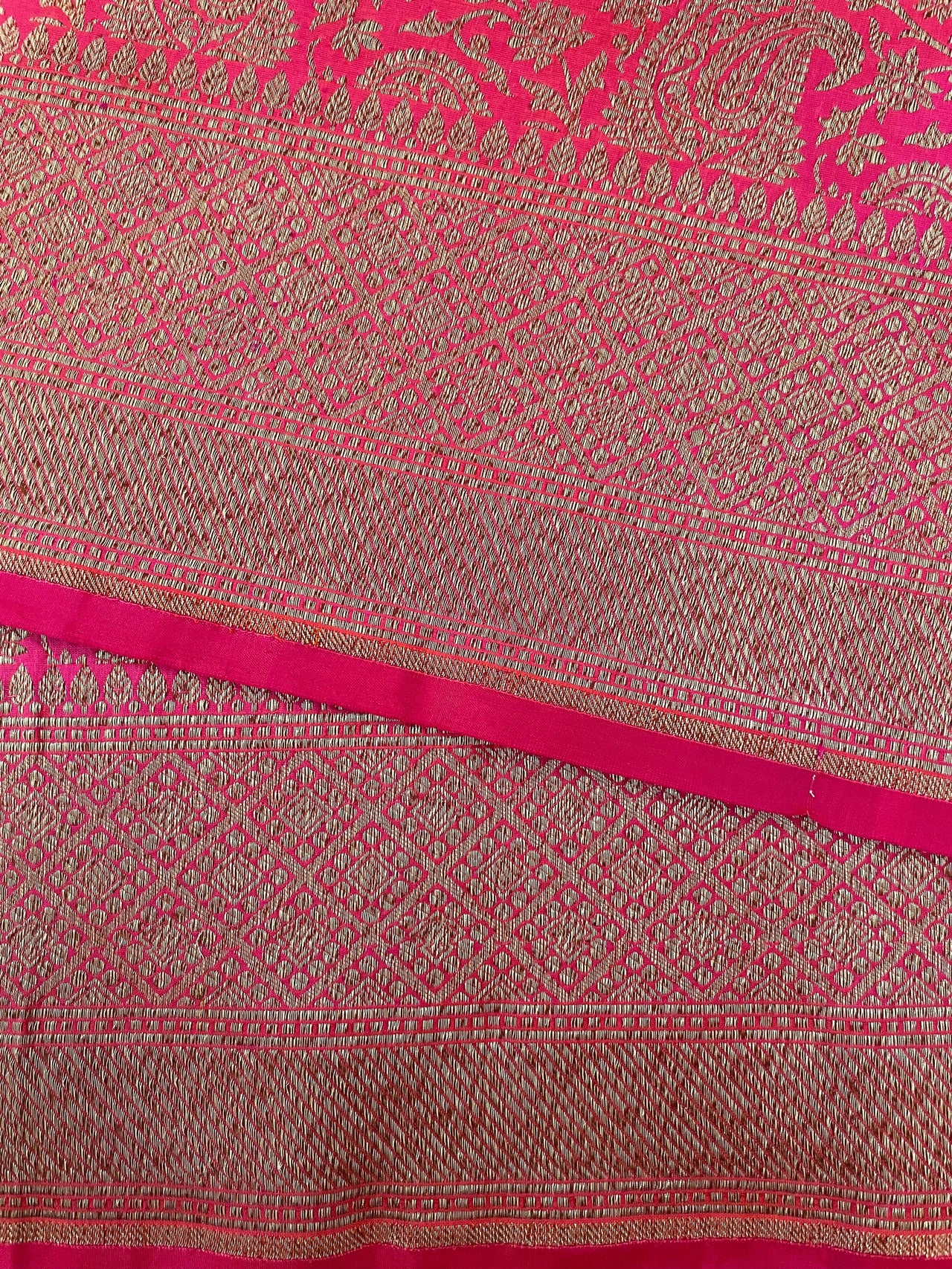 Banarasi Katan Silk Saree | Magenta or Rani Pink | Antique Zari | Handwoven | Silk Mark | Ships from California