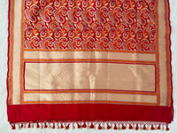 Thumbnail for Banarasi Katan Silk Meenakari Saree | Red and Orange | Handwoven | Silk Mark Certified | Ships from California