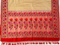 Thumbnail for Banarasi Katan Silk Paithani Saree | Beige & Red | Handwoven | Silk Mark Certified | Ships from California