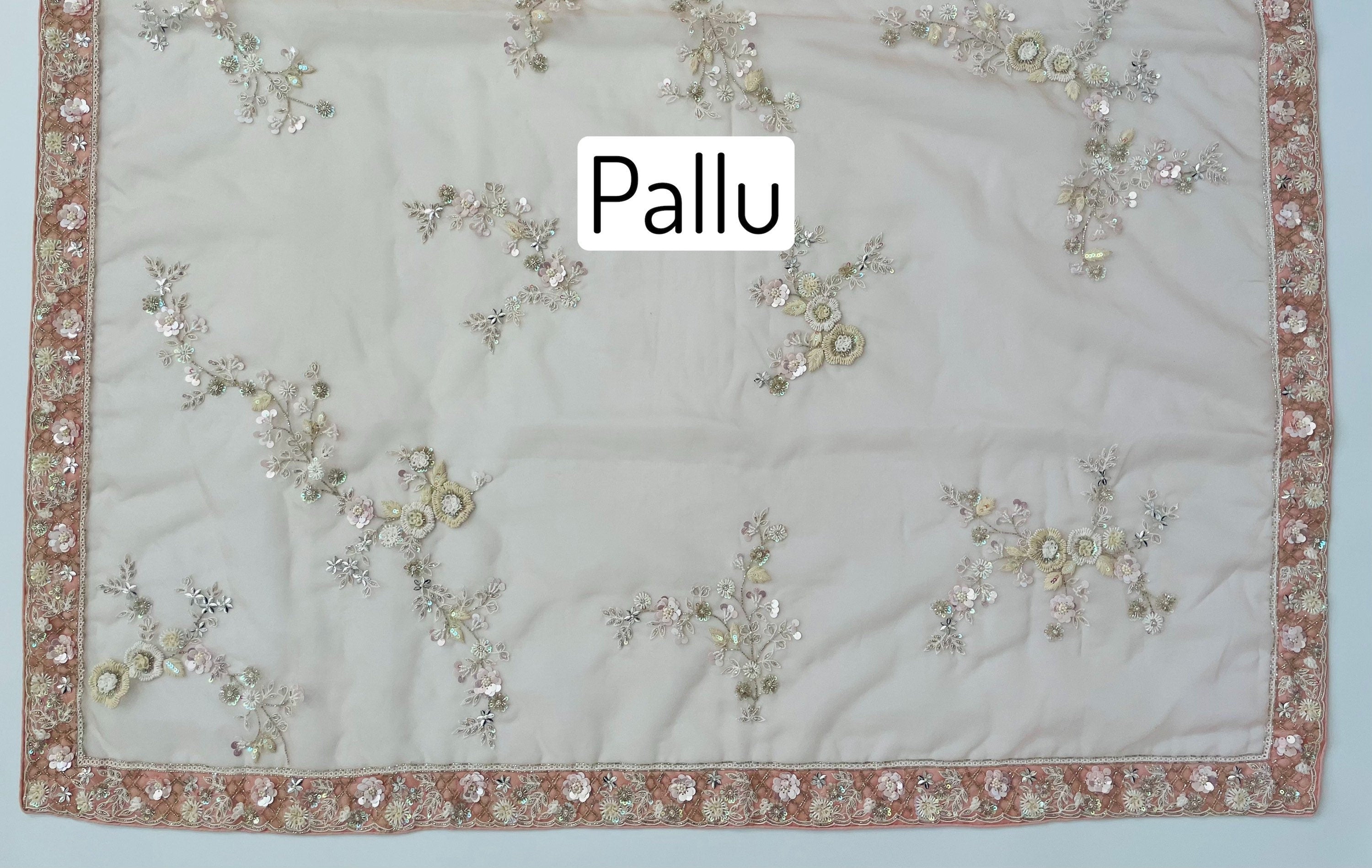 Handmade Premium Organza Saree | Shade of French Rose | Hand Embroidery | Ships from California