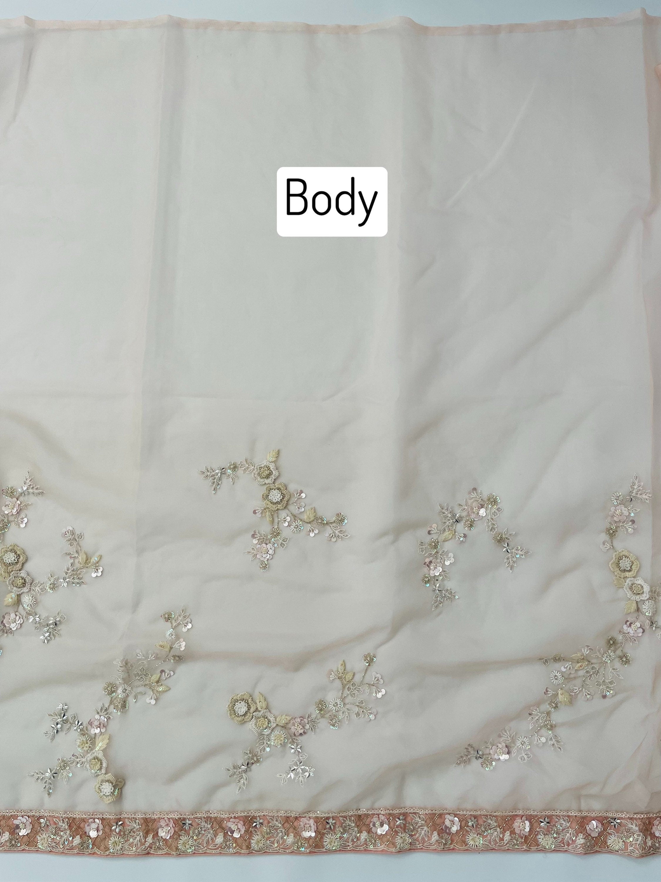 Handmade Premium Organza Saree | Shade of French Rose | Hand Embroidery | Ships from California
