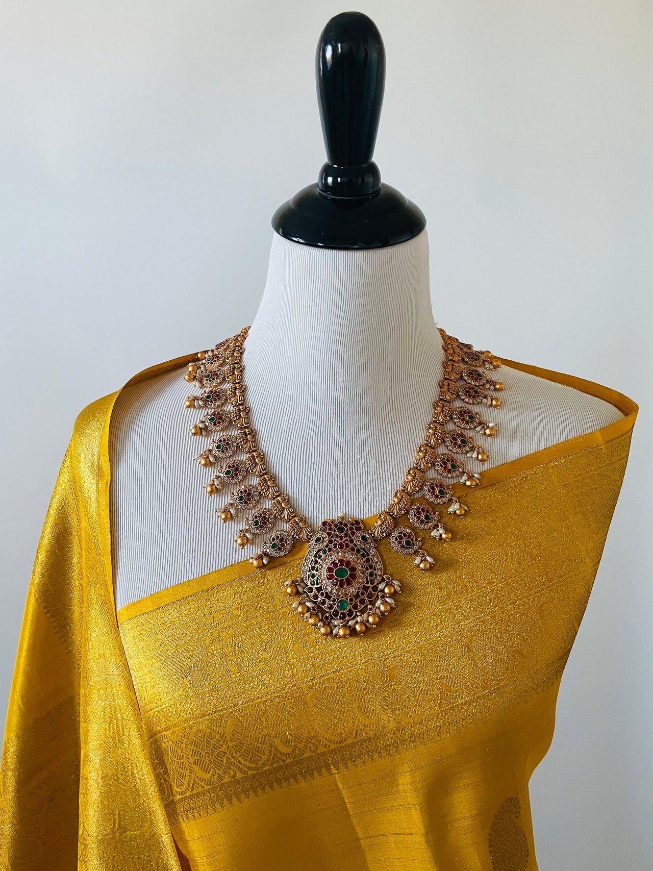 Kanchipuram Tissue Silk Saree | Yellow Gold | Pure Zari | Pure Silk | Handwoven | Ships from California | Pushpam - ShopNaya Exclusive