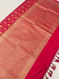 Thumbnail for Banarasi Katan Silk Patola Saree | Rani Pink |  Gold Zari | Handwoven |  Silk Mark Certified | Ships from California